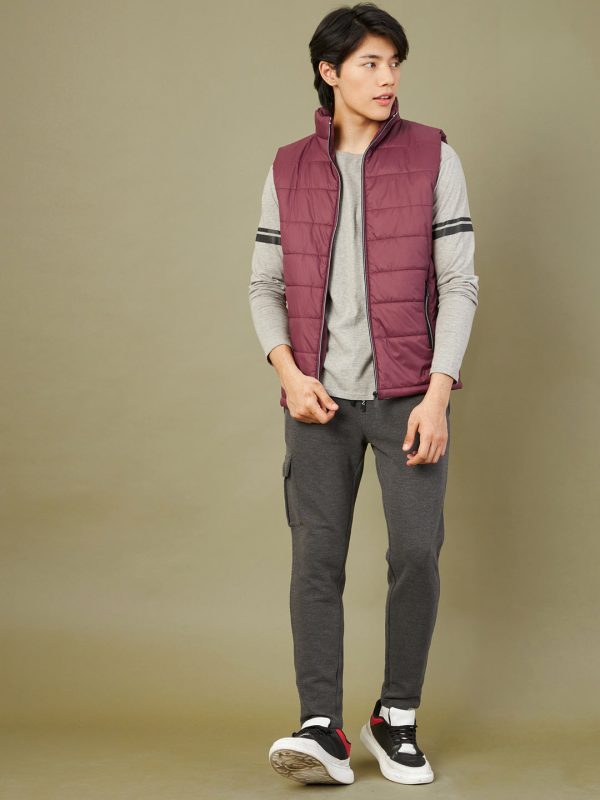 Lyush - Mascln Men s Maroon Sleeveless Quilted Puffer Jacket Online now