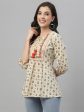 Juniper Beige Cambric Casual Wear Printed A-Line Tunic Online Sale