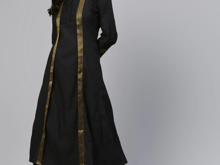 Wahe-NOOR Women s Black & Gold-Toned Solid Kurta With Palazzos Online Hot Sale