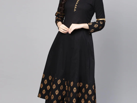 Wahe-NOOR Women s Black & Golden Solid Kurta With Palazzos For Sale