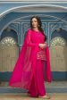 Juniper Fuchsia Georgette Festive Embroidered Straight Kurta Sharara Dupatta Set For Women Supply