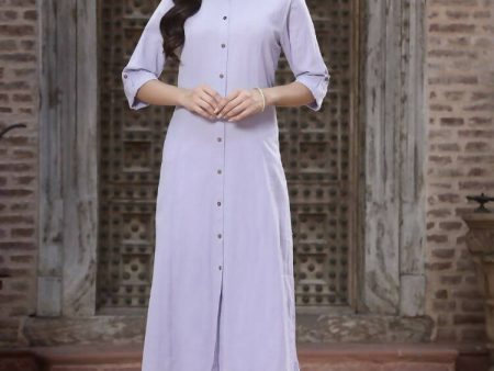 Juniper Women`s Lilac Cotton Flex Solid A-Line Kurta Online Hot Sale