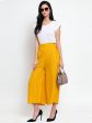 Wahe-NOOR Women s Mustard Solid Rayon Culottes on Sale