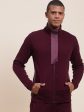 Lyush - Mascln Men s Maroon High Neck Contrast Flap Jacket For Sale