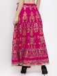 Wahe-NOOR Women s Magenta Printed Flared Rayon Maxi Skirt Discount