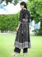 Juniper Womens Black Georgette Foil Printed Circular Kurta Dress With Solid Palazzo Set Online now