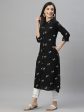 Juniper Black Rayon Festive Printed A-Line Kurta For Women Online Hot Sale