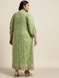 Juniper Women`s Pista Green Rayon Fusion Wear Printed A-line Dress Online now