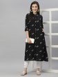 Juniper Black Rayon Festive Printed A-Line Kurta For Women Online Hot Sale