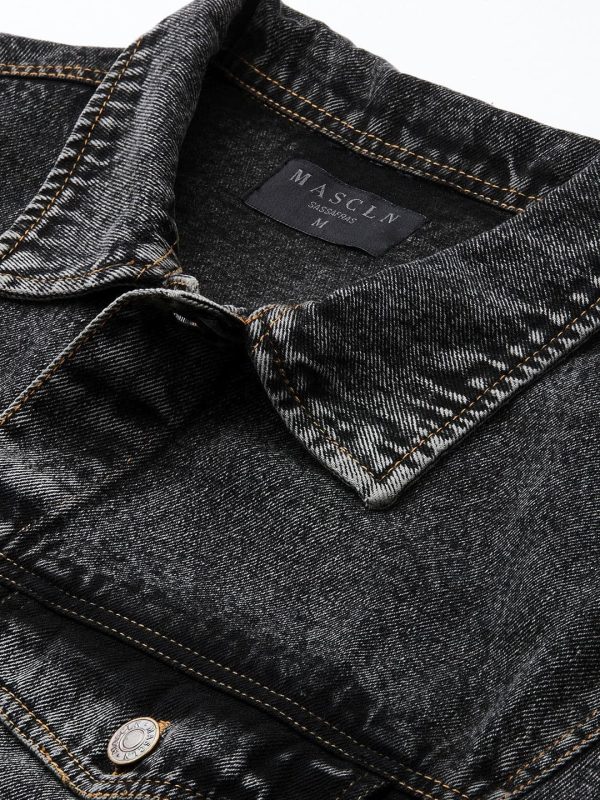 Lyush - Mascln Men s Black Washed Denim Jacket Online