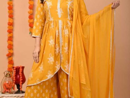 Indian Clothing Women Yellow Kurta and Palazzo Set Rayon - NOZ2TOZ Discount