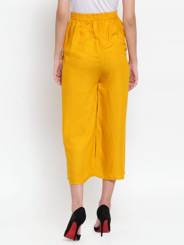 Wahe-NOOR Women s Mustard Solid Rayon Culottes on Sale