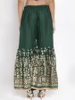 Wahe-NOOR Women s Green Flared Printed Rayon Gharara Hot on Sale