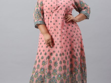 Juniper Women`s Pink Georgette Printed Flared Dress Discount