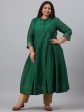 Juniper Women`s Jadegreen Chanderi Silk Solid Anarkali Kurta with Inner on Sale