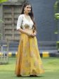 Juniper Women`s Mustard Dupion Printed Flared Lehenga Choli Sets Online now