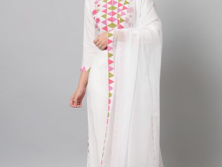 Indian Clothing Women s Pink Triangle And Flower Printed Kurta Palazzo Set - NOZ2TOZ on Sale