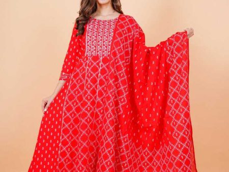 Indian Clothing Women Red Kurta and Palazzo Set Rayon - NOZ2TOZ Fashion