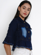 Wahe-NOOR Women s Blue Solid Lightweight Crop Denim Jacket Supply