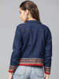 Wahe-NOOR Women s Navy Blue Washed Denim Jacket For Cheap