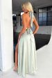 Neriah Satin Halter Maxi Dress - Sage Fashion